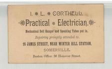 I. L. Corthell - Practical Electrician, Perkins Collection 1850 to 1900 Advertising Cards